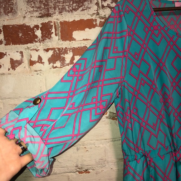 Ellie brand cinch waist 3/4 quarter sleeve dress - Picture 6 of 7